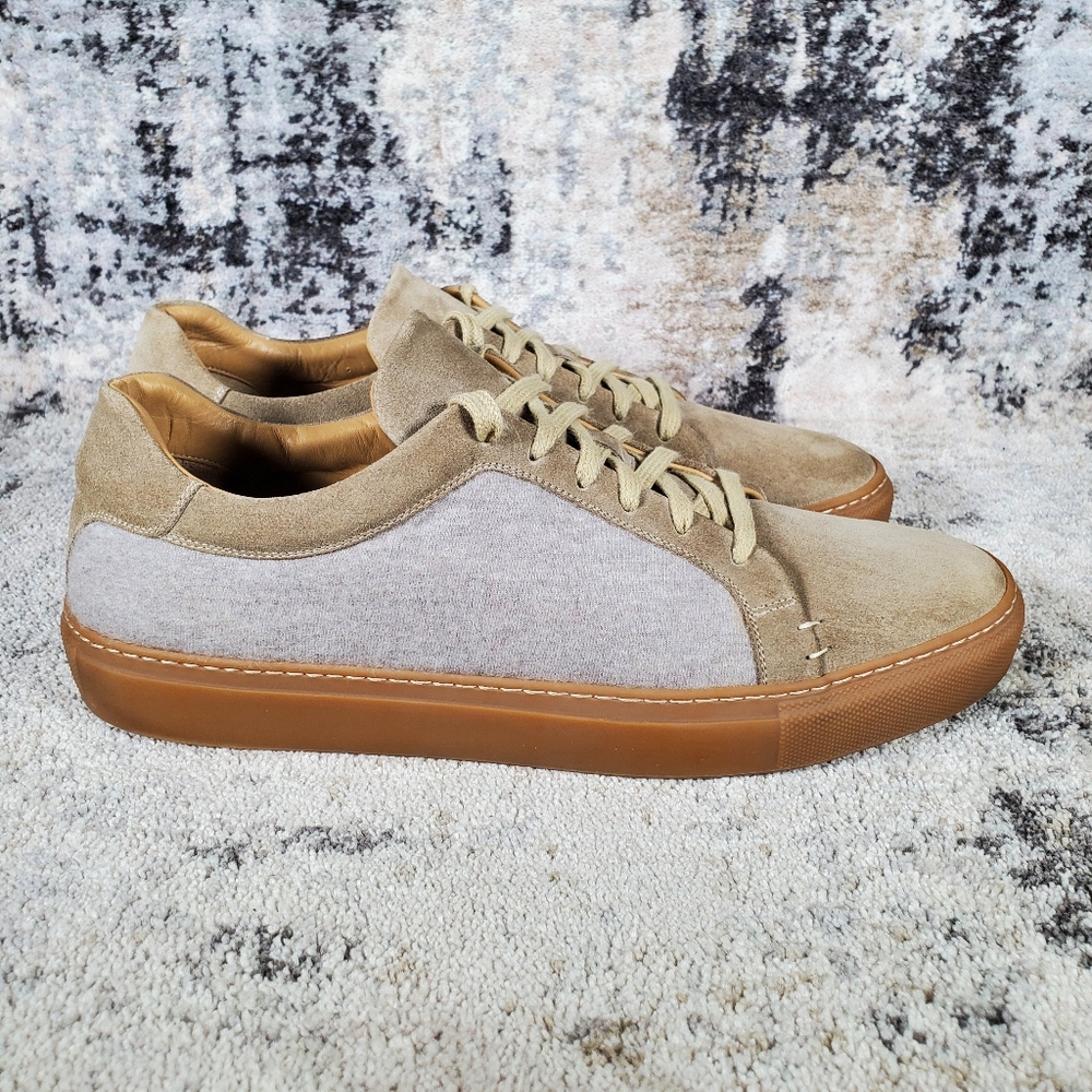 Fedeli Men's Low Top Cashmere Sneacker Brown Grey Suede Size 42/9